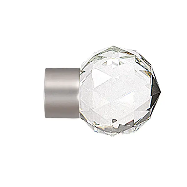 Set capat decorativ pentru galerie 19 mm kula cristal crom mat 2 bucati