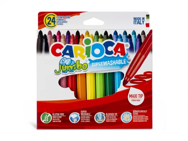 Set Carioca Jumbo 24bucati set, lavabile, corp gros, grosime scriere 6 mm