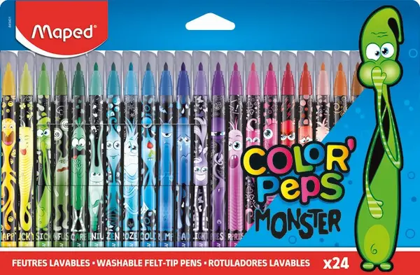 Set carioci Maped Color Peps - Monster, 24 culori