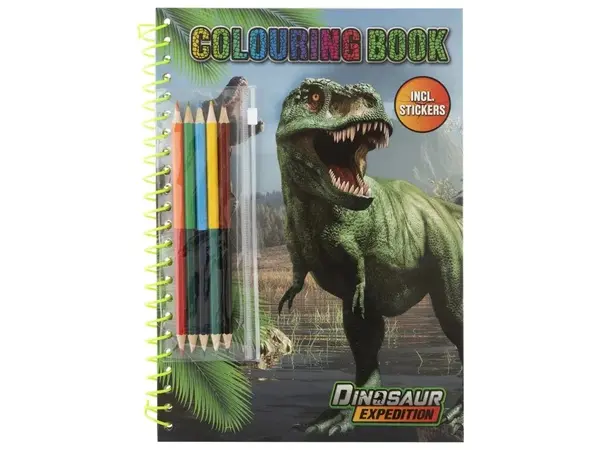 Set carte de colorat cu creioane Grafix Dino 30 file