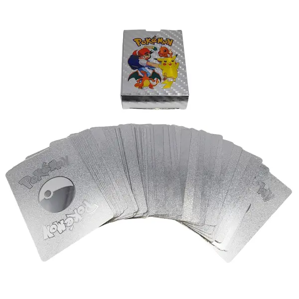 Set cartonase Pokemon DEPOX , Silver GTX, editie de colectie, 55 bucati, argintii