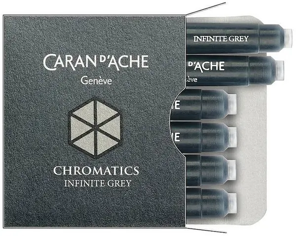 Set cartuse pentru stilou Caran d'Ache Chromatics - Infinite Grey, 6 bucati