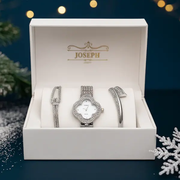Set Ceas Elegant Dama cu Bratari Decorate cu Cristale