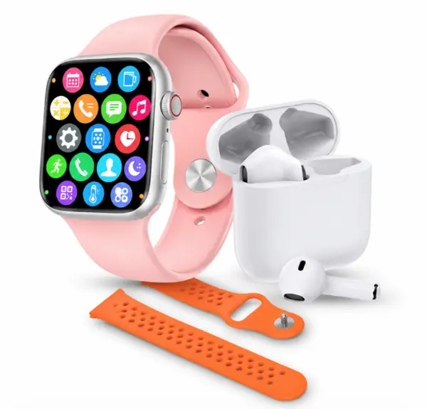 Set ceas smartwatch si casti bluetooth pro max W26 FEMEI