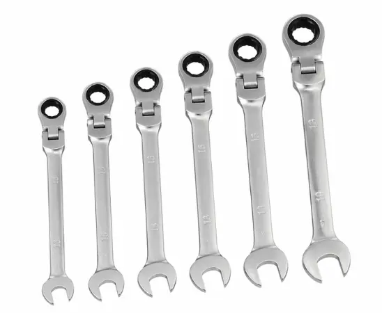 Set chei fixe cu clichet si cap flexibil DISEN TOOLS 6 piese 10/19 mm otel