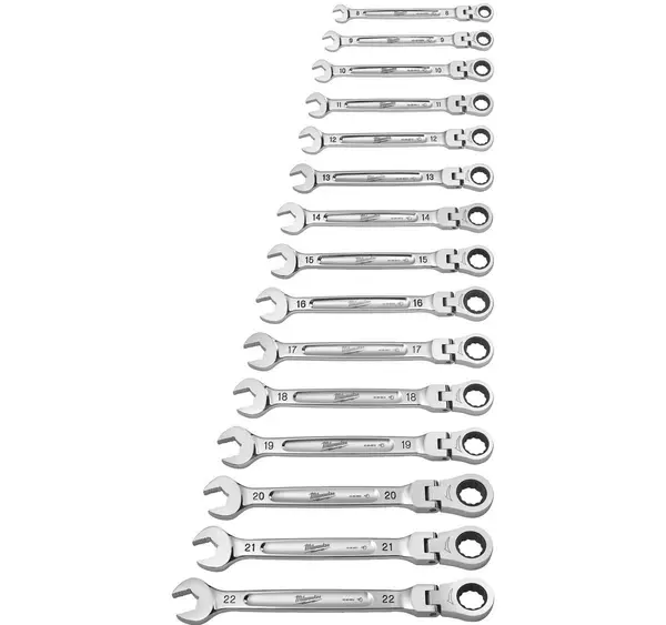 Set chei fixe cu clichet si cap pivotant de 180° Milwaukee, cap deschis MAX BITE, aliaj de crom si otel, 4932478558