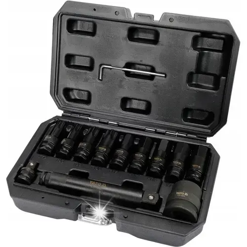 Set chei impact Yato YT-10655, HEX/TORX 3/4'', YATO, 12 piese, CrMo, T70-T100, H14-H22