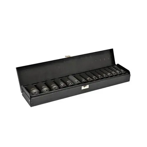 Set chei tubulare adanci de impact Yato YT-1055, 1/2'',15 Buc, Cr-Mo, 10-32mm