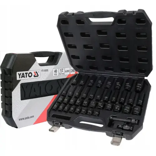 Set chei tubulare cu impact Yato YT-10555, 1/2inch, 40 piese, dimensiuni 9-30 mm
