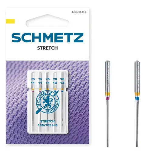 Set combinat 5 ace de cusut, materiale elastice, finete 75-90, Schmetz 1130/705 H-S V3S