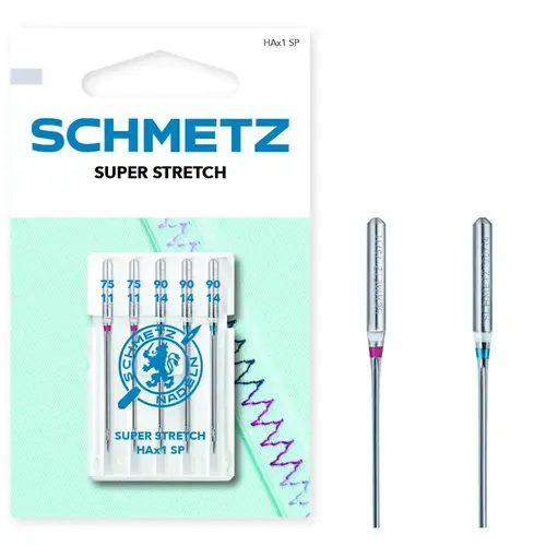 Set combinat 5 ace de cusut, materiale foarte elastice, finete 75-90, Schmetz HAX1 SP VTS
