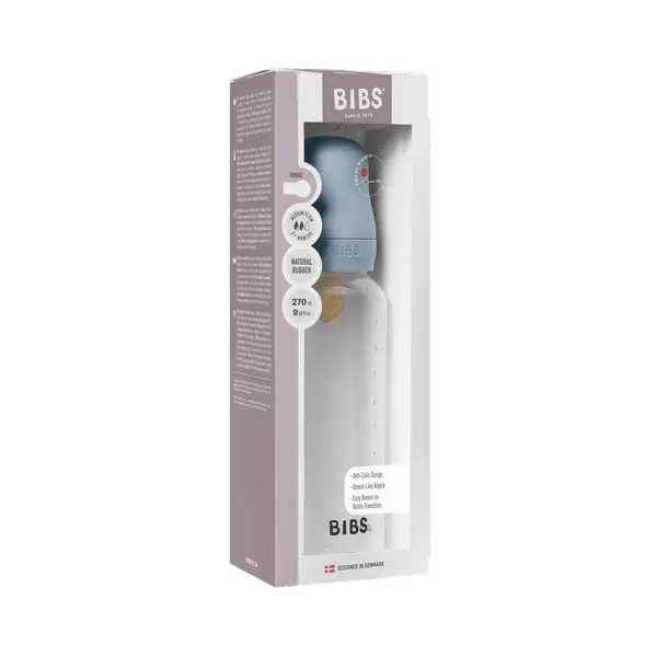 Set complet biberon anticolici Bibs 270 ml latex Baby Blue
