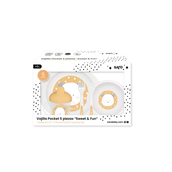 Set complet de masa cu 5 piese Giraffe Party mustard