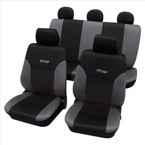 Set complet huse scaune universale (fata-spate) gri negru Wave PETEX
