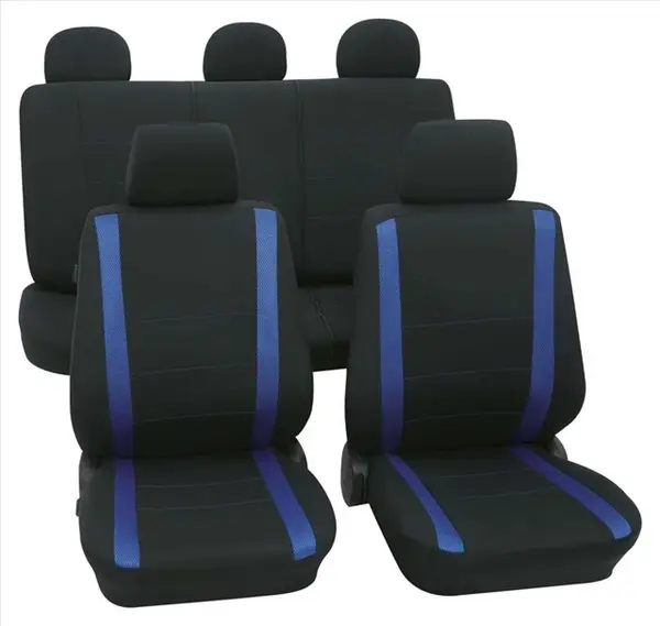 Set complet huse scaune universale (fata-spate) negru - albastru Samoa PETEX
