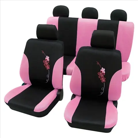 Set complet huse scaune universale (fata-spate) roz Flower PETEX