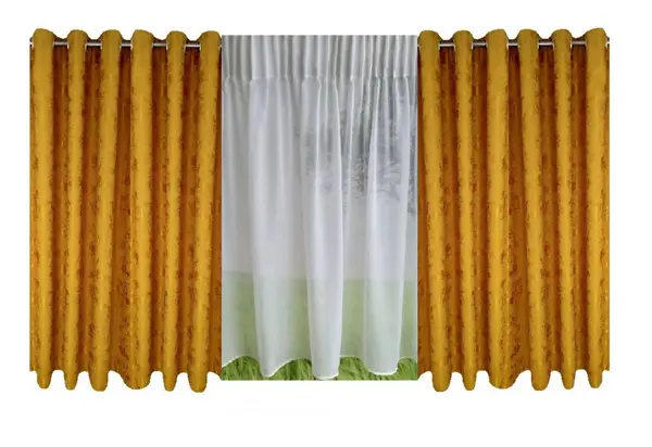 Set complet pentru fereastra DRAPERIE EVEREST 8009 CU INELE CROM + PERDEA 1008
