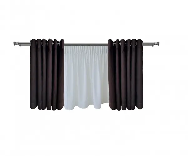 Set complet pentru fereastra Galerie PRINCE 19/19 - inox + Perdea 1008-V03 krem + Draperie soft V13- inele capse inox