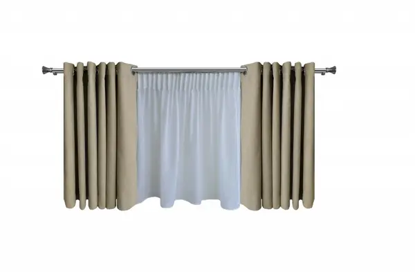 Set complet pentru fereastra PRINCE 19/19 - inox + Perdea 1008-V03 krem + Draperie soft V06 - inele capse inox