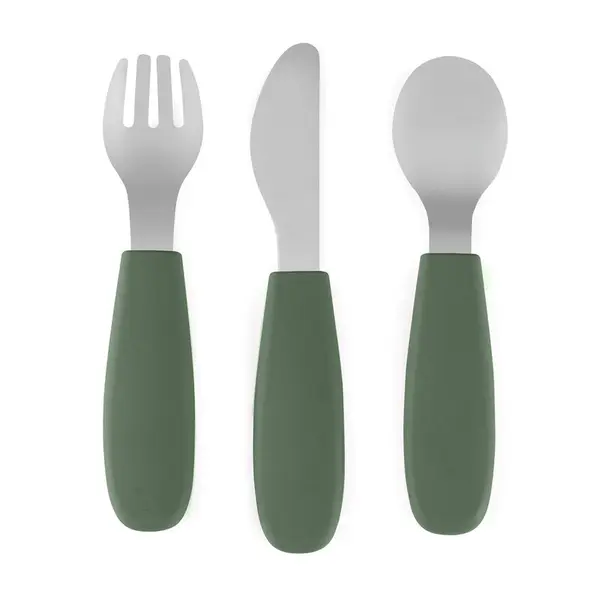 Set complet tacamuri, Petite&Mars, Take&Match, Din silicon si otel inoxidabil, Fara BPA, 12 luni+, Verde