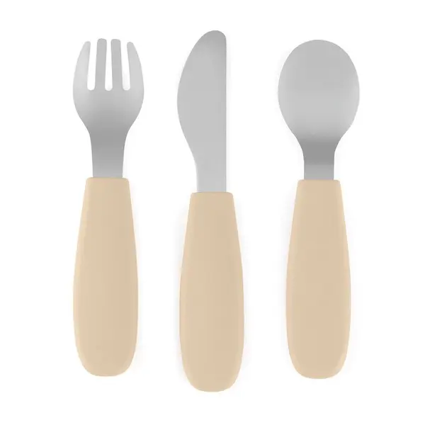 Set complet tacamuri PetiteMars TakeMatch, din silicon si otel inoxidabil, fara BPA, 12 luni+, Bej
