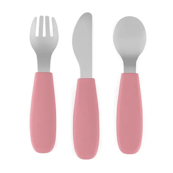 Set complet tacamuri PetiteMars TakeMatch, din silicon si otel inoxidabil, fara BPA, 12 luni+, Roz
