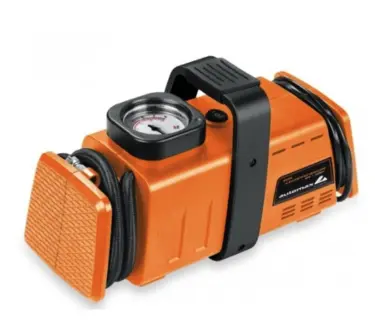 Set compresor ORANGE si 3 adaptoare pentru umflat mingi si saltele