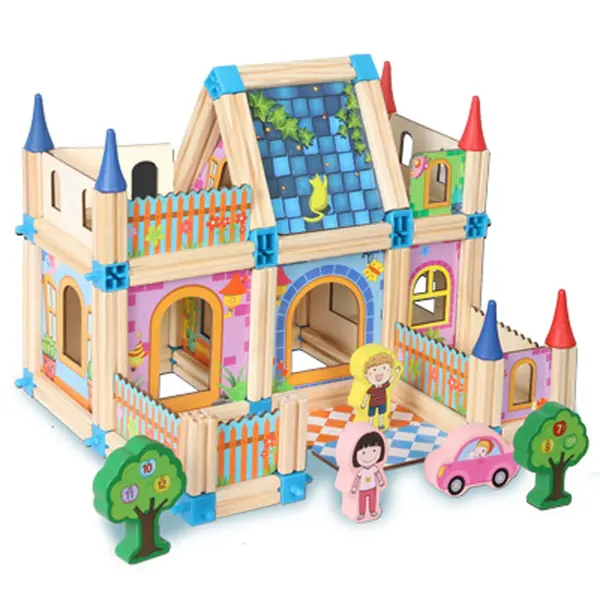 Set constructie din lemn 128 piese - Micii Constructori