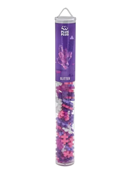 Set constructie Plus-Plus, tub 100 piese, Glitter Mix, culori cu sclipici