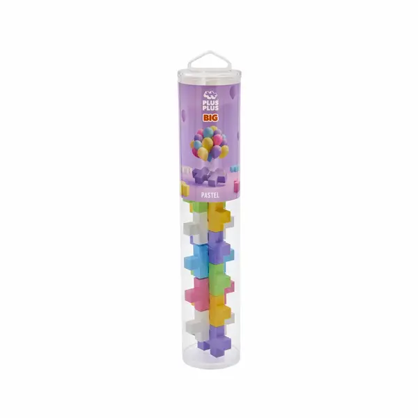 Set constructie Plus-Plus, tub 15 piese mari, culori pastelate