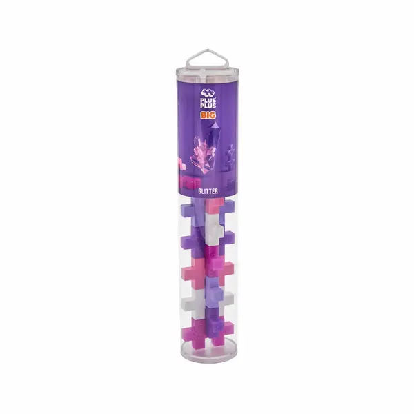 Set constructie Plus-Plus, tub 15 piese mari, Glitter Mix, culori stralucitoare