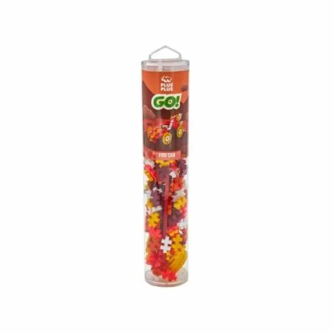 Set constructie Plus-Plus, tub 200 piese, Masini colorate - Foc