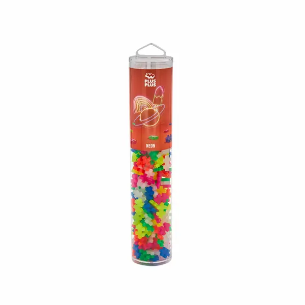 Set constructie Plus-Plus, tub 240 piese, Neon Mix, culori fluorescente