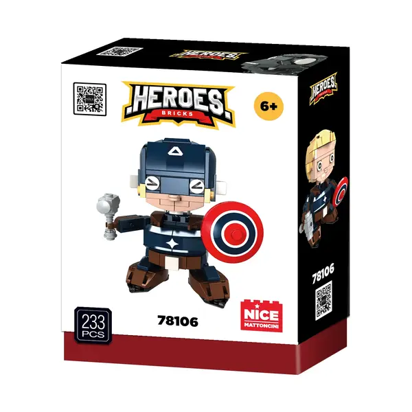 Set constructie Soldat albastru - supererou cu scut, 226 piese