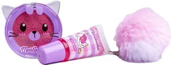Set cosmetic Martinelia Lulu & Duki - Luciu de buze cu breloc pompon și fard de obraz