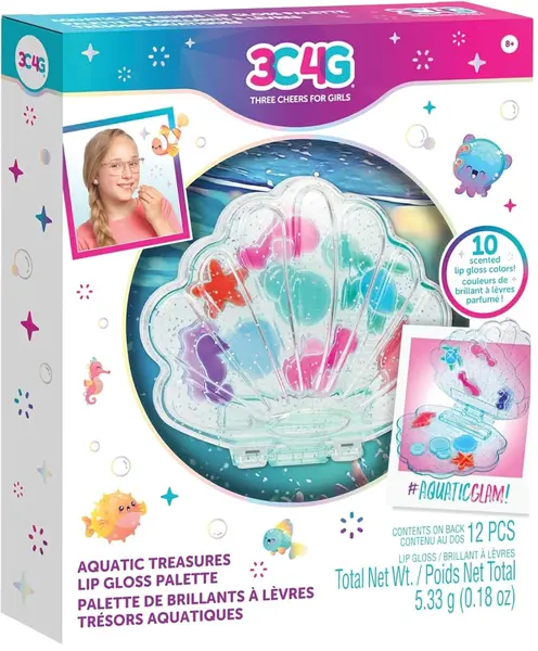 Set cosmetic pentru copii 3C4G - Paletă de luciu de buze, Aquatic Treasures