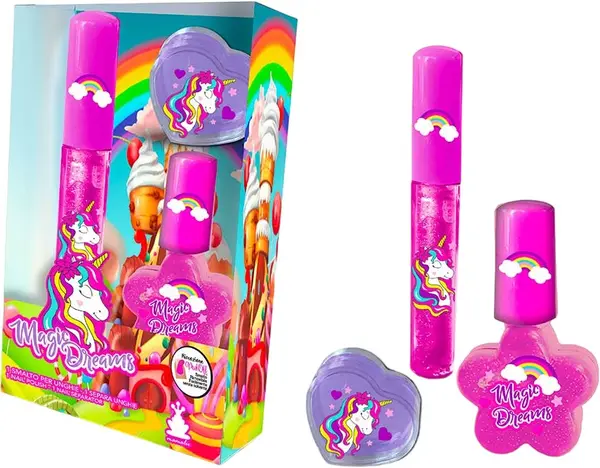 Set cosmetice pentru copii Coriex - Unicorn, oja și două luciuri
