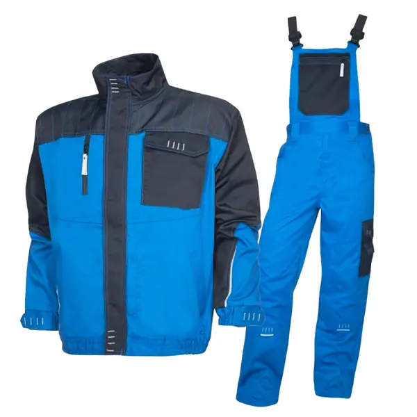 Set costum de lucru albastru-negru cu pantaloni cu pieptar, Ardon 4TECH 2XL, 62, ALBASTRU-NEGRU