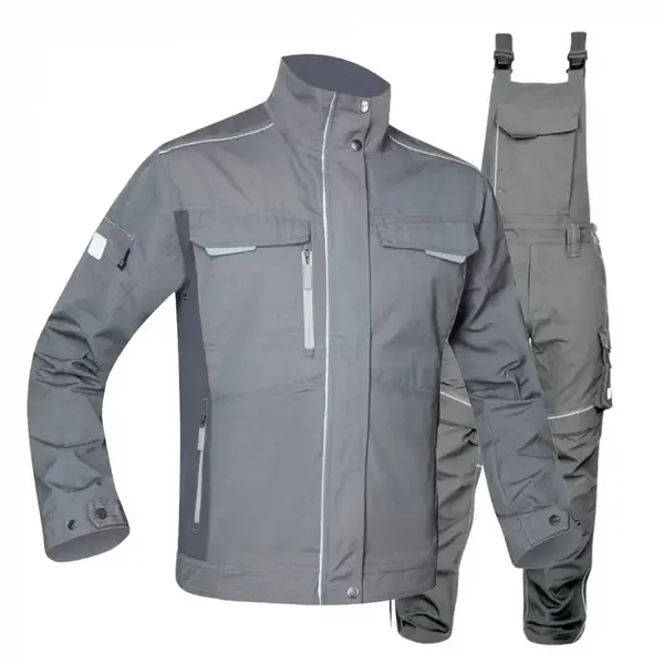 Set costum de lucru gri hidrofobizat cu pantaloni cu pieptar, Ardon URBAN+ XL, 52, GRI