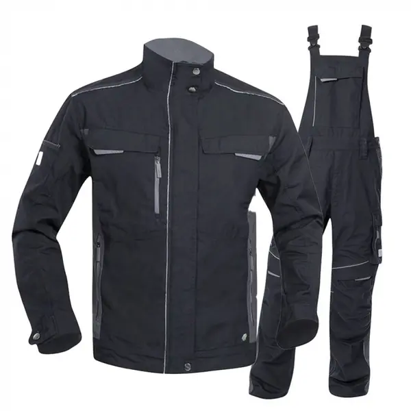 Set costum de lucru negru hidrofobizat cu pantaloni cu pieptar, Ardon URBAN+ 4XL, 54, NEGRU