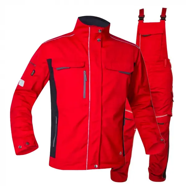 Set costum de lucru rosu hidrofobizat cu pantaloni cu pieptar, Ardon URBAN+ M, 46, ROȘU