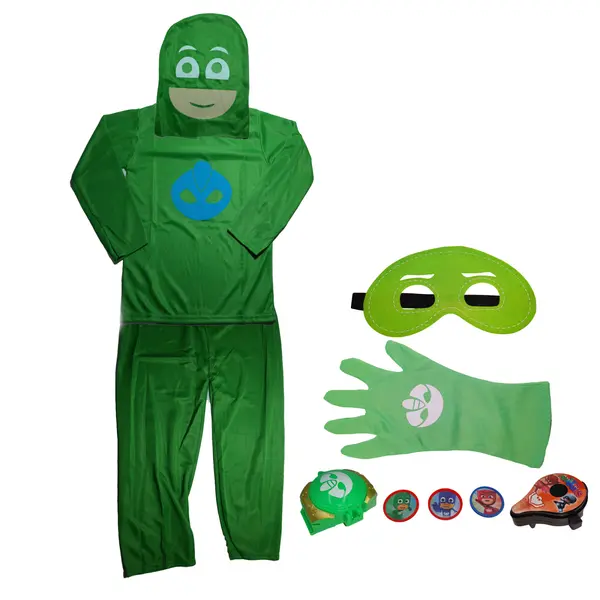 Set costum Eroi in Pijamale si accesorii, Sopi Greg, verde, 7-9 ani, 120-130 cm