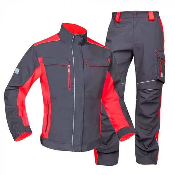 Set costum gri-rosu cu pantaloni de lucru in talie, Ardon NEON 2XL, 46, GRI-ROȘU