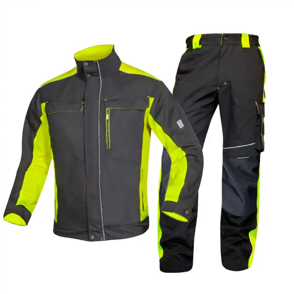 Set costum negru-galben cu pantaloni de lucru in talie, culoarea verde, Ardon NEON XL, 58, VERDE-NEGRU