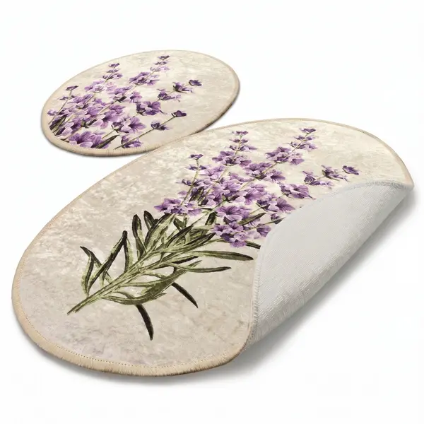 Set Covor de baie 2 bucati Lavanda, Multicolor, 100x60 cm