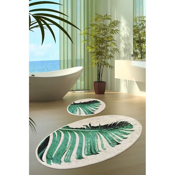 Set Covor de baie (2 bucăți), Verde, 50x60 cm