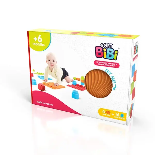 Set covorase senzoriale Soft BiBi cu blocuri de constructie, 20 piese