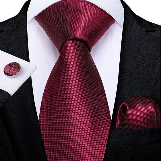 Set cravata bordo + batista + butoni - matase - model 263