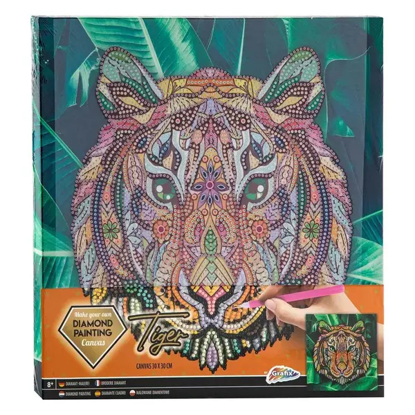 Set creatie tablou cu diamante Grafix Diamond Painting Tigru 30x30 cm