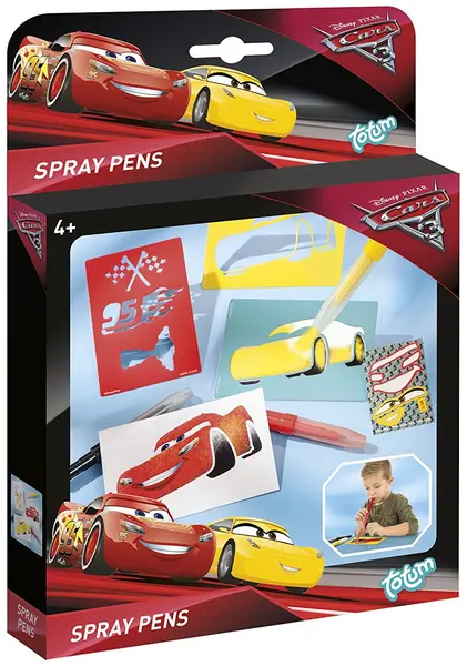 Set creatie Totum Cars 3 - Decoreaza singur, Pix cu spray